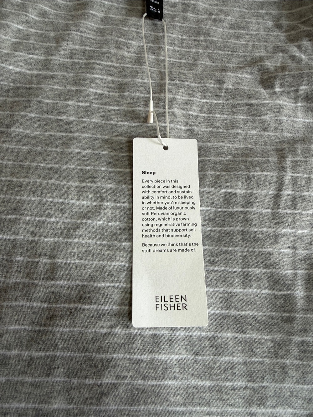 Eileen Fisher Organic Cotton Interlock Gray and White Stripe Tank Sleep Dress L - Picture 7 of 11